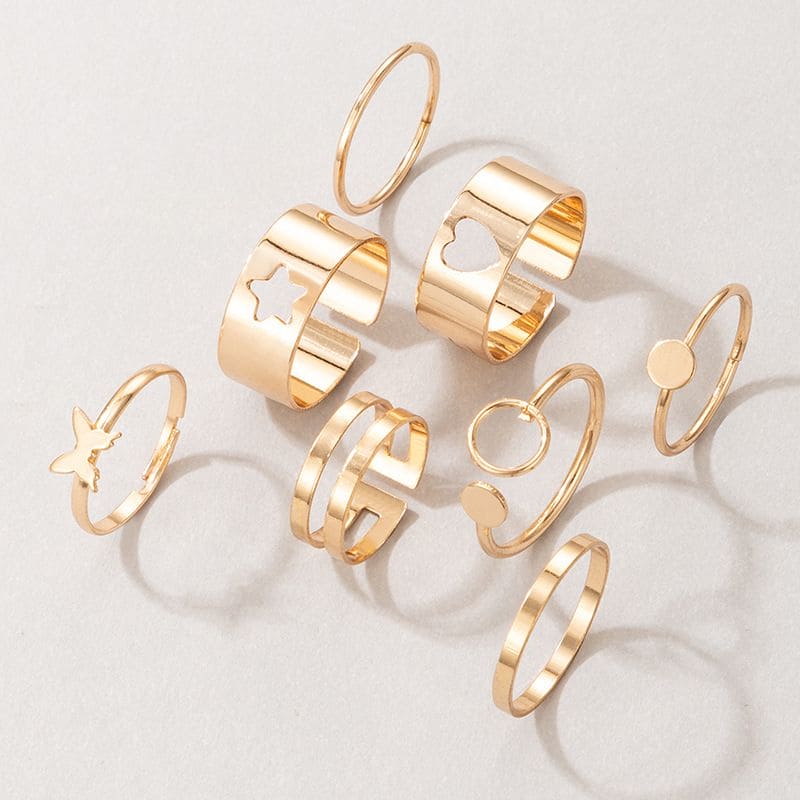 Simple Star Heart Rings, Geometric Retro Rings For Women, Trendy Shining Women Jewellery Set, Vintage Knuckle Rings Set, Stackable Finger Rings, Midi Rings For Women Simple Star Heart Rings, Geometric Retro Rings For Women, Trendy Shining Women Jewellery Set, Vintage Knuckle Rings Set, Stackable Finger Rings, Midi Rings For Women